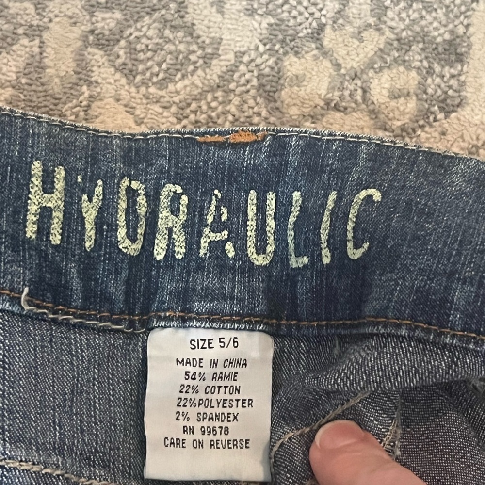 Hydraulic Jean Mini Skirt SZ 5/6 light Wash denim Bling embellishments Y2K - Picture 6 of 10